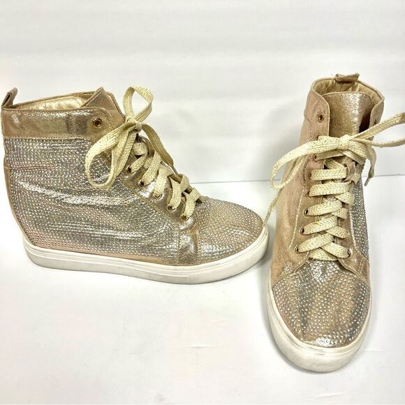 La Sheelah rose gold embelished high tops size 7.5 - Picture 1 of 6